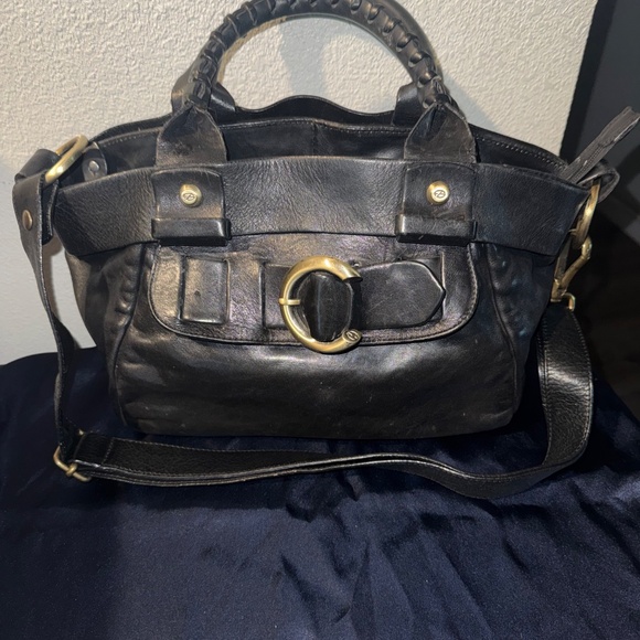 Francesca Biasia Black Leather Satchel Handbag EUC - Picture 2 of 13